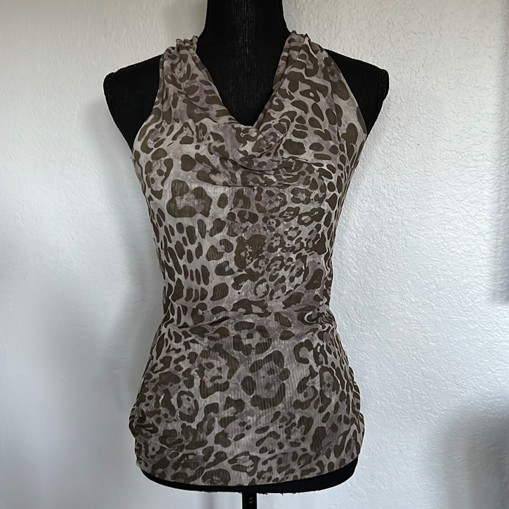 Army Green Leopard Blouse, size small